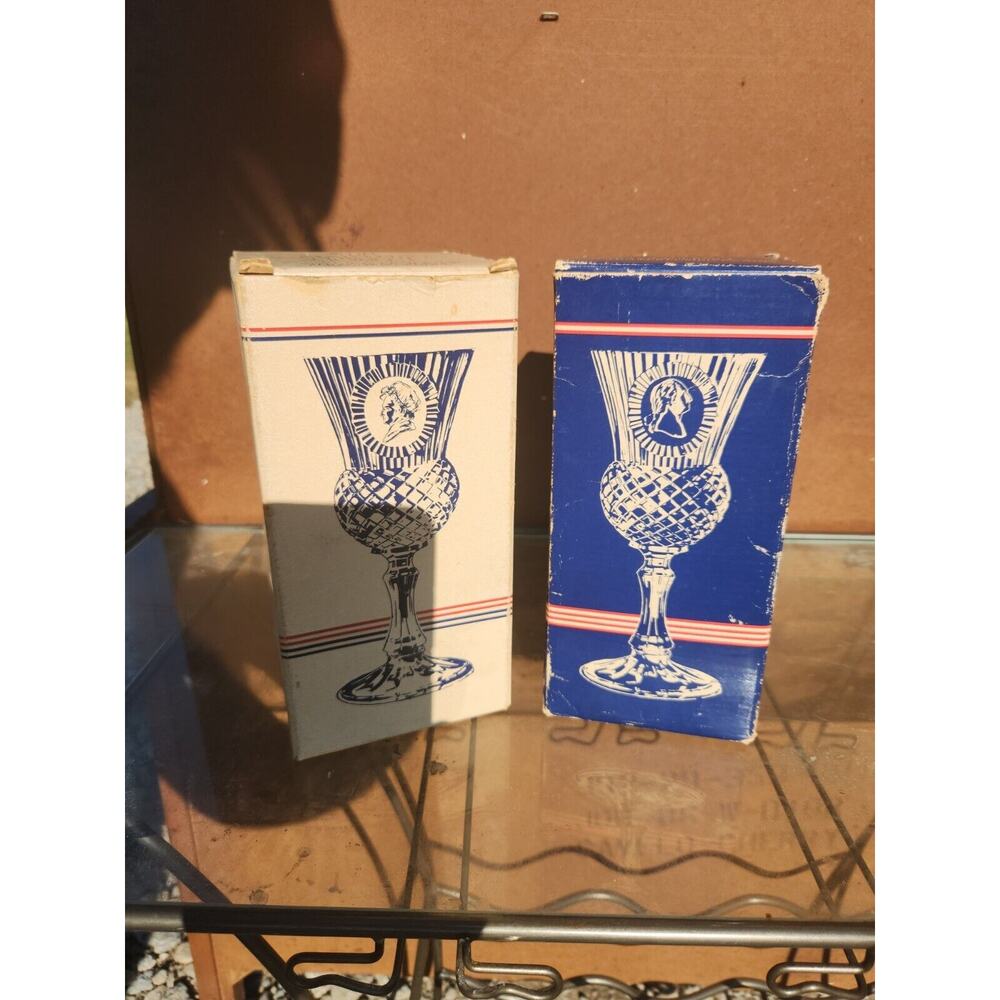 VTG Pair Fostoria Avon 1976 George/Martha Washington Cobalt Blue Glass Candle